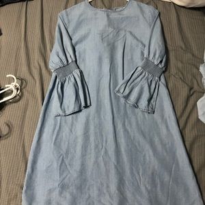 Denim dress with bell sleeves